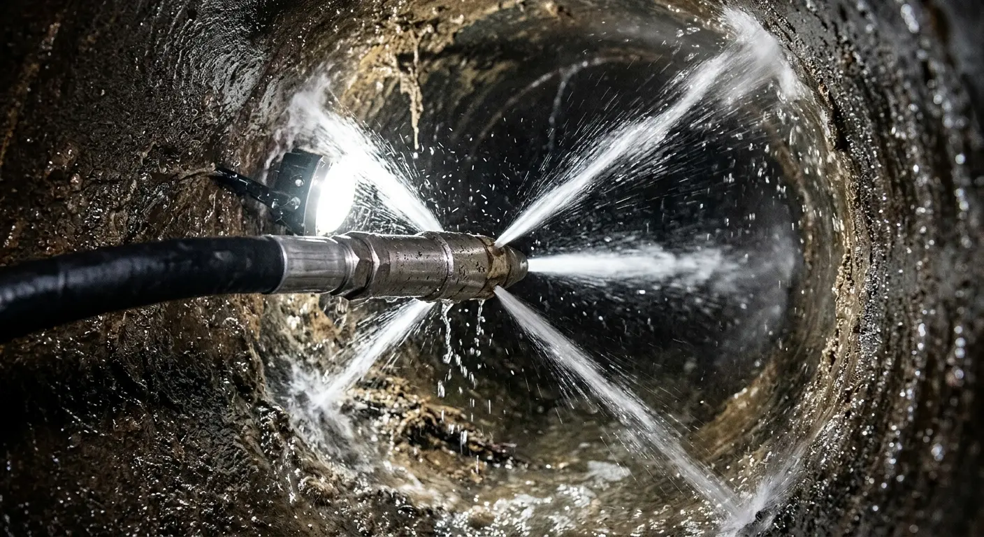 High-pressure hydro jetting nozzle cleaning sewer pipe for Storm Drain Cleaning in Spring Valley